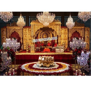 Mariage éblouissant à thème Bollywood Mandap doré Incroyable mariage indien Mandap traditionnel Mariage indien Maharani Mandap USA - Product Image 1