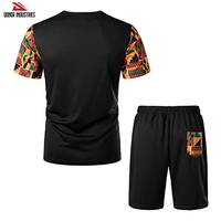 Ensemble de survêtement sportif en maille respirante à séchage rapide pour homme, grande taille, imprimé motif africain, 100 % polyester