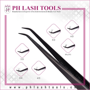 Pince à épiler noire pour Extension de cils Slim droit 6mm 45 degrés, étiquette privée, pince à épiler en Fiber pour Extension de cils OEM ODM - Product Image 4