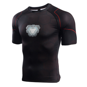 Chemises de compression pour hommes à manches courtes, rashguard MMA, t-shirts élastiques pour la musculation - Product Image 1