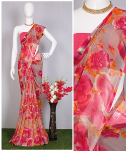 Indien Katan Saree dernier concepteur fête porter mariage dames femmes porter Georgette soie broderie travail Sari avec Blouse ethnique - Product Image 2