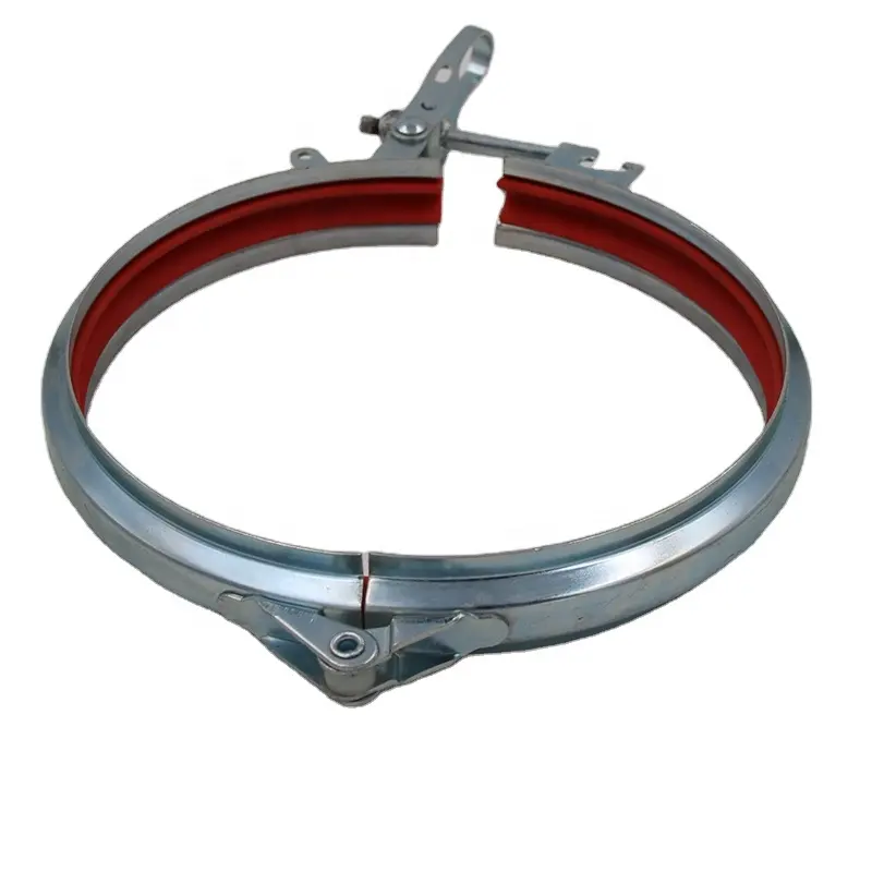 Ventilation quick release locking rapid pipe clamp duct clamp galvanized air duct V band lever tube clamping