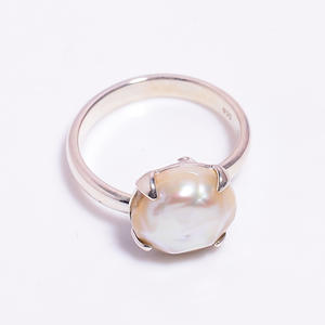 แหวนไข่มุก biwa สำหรับทุกเพศทำด้วยมือ925เงินสเตอร์ลิงสไตล์ชนเผ่าไม่มีตัวตน - Product Image 6