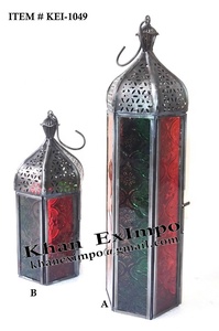 โคมไฟตั้งโต๊ะสไตล์วินเทจของโมร็อกโกทำจากเหล็กบริสุทธิ์ตกแต่งคริสต์มาสบรรจุกล่องขายส่งแก้วโลหะของผู้จำหน่ายในอินเดีย - Product Image 6