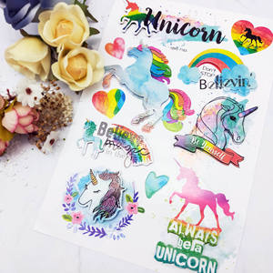 Papel Adhesivo Decorativo Hecho a Mano con Purpurina, Diseños Temporales Impresos Digitalmente de Flamencos Tropicales, Unicornios, Sirenas y Piñas - Product Image 1
