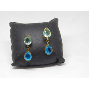 traditional new latest fashion jewelry designer handmade <b>hoop</b> goldplated brass stone stud earing <b>for</b> girls and women - Product Image 1