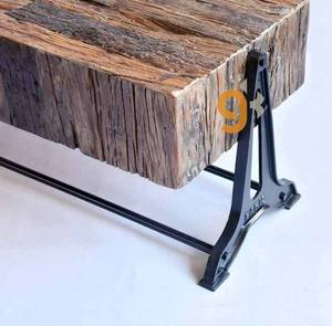 Patas de hierro fundido Industrial rústico, mesa de centro de madera vieja reciclada - Product Image 3