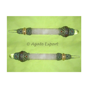 Baguettes tibétaines en pierre naturelle Quartz cristal et Quartz rose Pierre Feng Shui Produits de guérison - Product Image 1