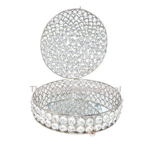 Crystal Beaded Heart Shape Design Set of 3 Candle Holder Stainless Steel Metal for <b>Bedroom</b> Interior Decoration - Product Image 2