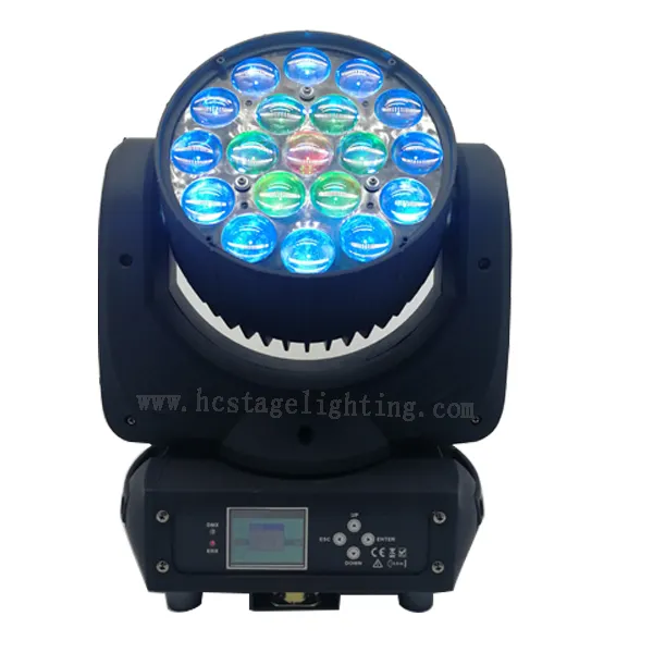 Kualitas Tinggi Profesional Dj Club Acara Pesta Tahap RGBW Cuci 19X15 W Lampu Led Moving Dj Zoom Lampu