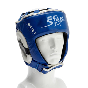 Cowhide Leather Made Customized Head Guards Blue Color Punching Face & Head Safety Plain Original Leather Head Guards - Product Image 4