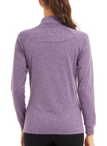Womens Long Sleeve Sportswear Zip Pullover Tops Yoga Running Sports T-Shirts High Quality <b>Material</b> with Custom Printing Service - Product Image 4