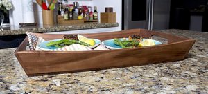 Plateau de service en bois avec poignée, finition laquée, pour contact alimentaire, usage résidentiel - Product Image 2