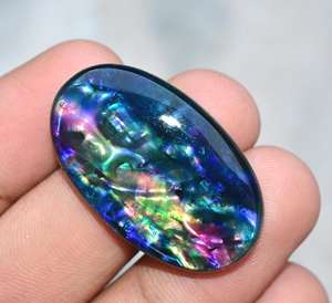 Ap02 — Cabochon multiformes de Quartz Ammolite bleu, pierre précieuse synthétique, amulite - Product Image 2