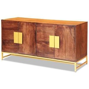 Industrial Vintage Large Capacity 4-Door Storage Cabinet Iron Acacia Solid Wood Live Edge Design for Apartment Villa Living - Product Image 1