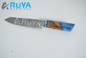 Cuchillo de Chef Japonés Hecho a Mano con Hoja Afilada de Acero Damasco de 8 Pulgadas, Acero VG-10 AUS-10, Mango de Madera Color Resina Azul, CE Restaurantes - Product Image 6