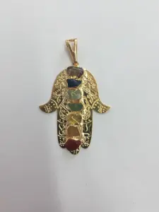 Superbe pendentif 7 chakra Hamsa Eco rochers brésil