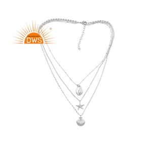 Conception faite à la main trois couches chaînes avec Triple pendentif à breloque collier pour femmes en laiton pour les femmes cadeau pour elle - Product Image 1