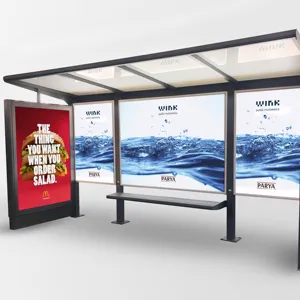 Gold Bus Shelter/Werbung Bus haltestelle, Shelter mit Light box Kiosk Beste Qualität Neu 2022