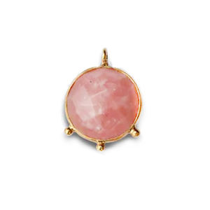 เงินแท้ทอง Vermeil ร้อนสีชมพู Chalcedony รอบรูปร่างพลอย12มิลลิเมตรฝาเชื่อมต่อสำหรับการทำเครื่องประดับ - Product Image 4