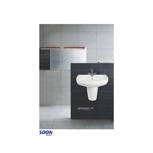 Soon Brand Good Quality Modern Wash <b>Basin</b> with Half Pedestal 9L Capacity Single Hole Faucet Mount at Wholesale Price From India - Product Image 1