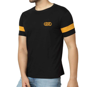 เสื้อยืดผู้ชายพิมพ์โลโก้ได้ตามต้องการเนื้อผ้าระบายอากาศได้180กรัมสีดำล้วนทำจากโพลีเอสเตอร์/ คอตตอน - Product Image 2