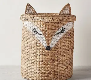 Best selling cute animals styles seagrass storage basket for kids shaped fox storage bin from Vietnam