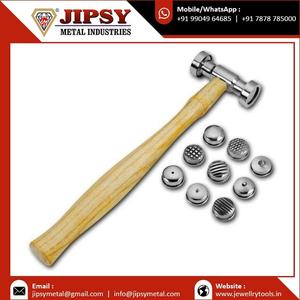 Martillo de texturización de doble cara con mango de madera, herramienta de artesanía de joyería, diseño de superficie de Metal, martillo a cuadros y patrones de tiras - Product Image 3