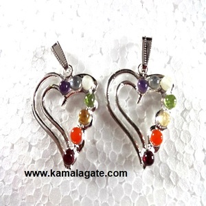 Metal7 Chakra Cabs <b>Heart</b> Shape <b>Silver</b> Plated Metal Pendant <b>Necklace</b> Fashionable Chakra Pendants for Sale - Product Image 2