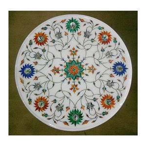 ท็อปโต๊ะกาแฟทรงกลมลายหินอ่อนโบราณแบบฝัง - Product Image 1