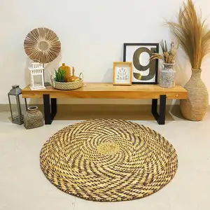 Простой ручной вязаный круглый коврик с Гиацинтом, натуральный коричневый ковер в деревенском стиле, коврик для пикника