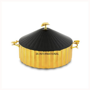 Pot à service de finition argent, Design moderne, en acier inoxydable avec couvercle en or, Pot de stockage des aliments de haute qualité 1 pièce - Product Image 4