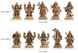 Brass Fine Carverd Vishnu Dashavatar with Wooden <b>Frame</b> Decorative Showpiece Vishnu Statue - Product Image 3