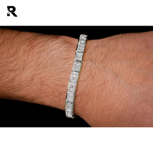 8.50 Carat Round Brilliant Cut Lab Grown Diamond VVS-SI Link <b>Bracelet</b> 14K Gold for Women and Men - Product Image 5