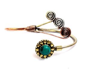 Handmade Women's <b>Silver</b> Plated Turquoise Stone Bohemia Flower <b>Cuff</b> <b>Bracelet</b> for Anniversary - Product Image 4