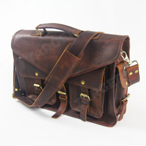 Bandolera de cuero estilo Vintage para hombre, bolso de hombro estilo cruzado, para portátil, Caballo loco, de negocios, para oficina - Product Image 4