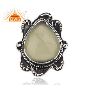 แหวนพลอยเพรนไนต์ขายส่ง แหวนเงินแท้โบราณ แหวนผู้หญิงแบบออกซิไดซ์ ผู้ผลิตเครื่องประดับ คอลเลคชั่นคลาสสิก - Product Image 2