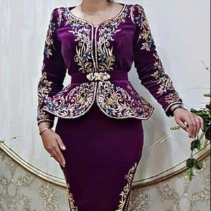 STYLISH KARAKOU CAFTAN DRESS EMBROIDERY of DABKA, CRYSTAL GLASS BEADS,GLASS STONE WORK for PARTY-WEAR @ 2022 - Product Image 1