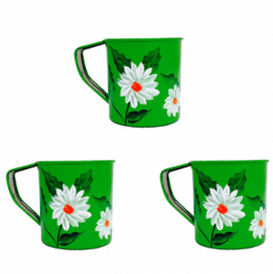 Tasses à café peintes à la main Floral peint À La Main En Acier Inoxydable Émail Tasses et Tasses du Cachemire, Inde - Product Image 6