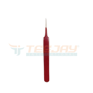 <b>Glittering</b> <b>Red</b> Powder Coated A type Straight DS Eyelash Extension Tweezer Simple Grip Beauty care Makeup tools Private Label - Product Image 1