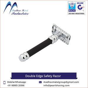 Custom/Madhav Metal Synthetic Metal Double Edge Safety <b>Razor</b> with Brass Handle and Stainless Steel Blade for <b>Men</b> - Product Image 5