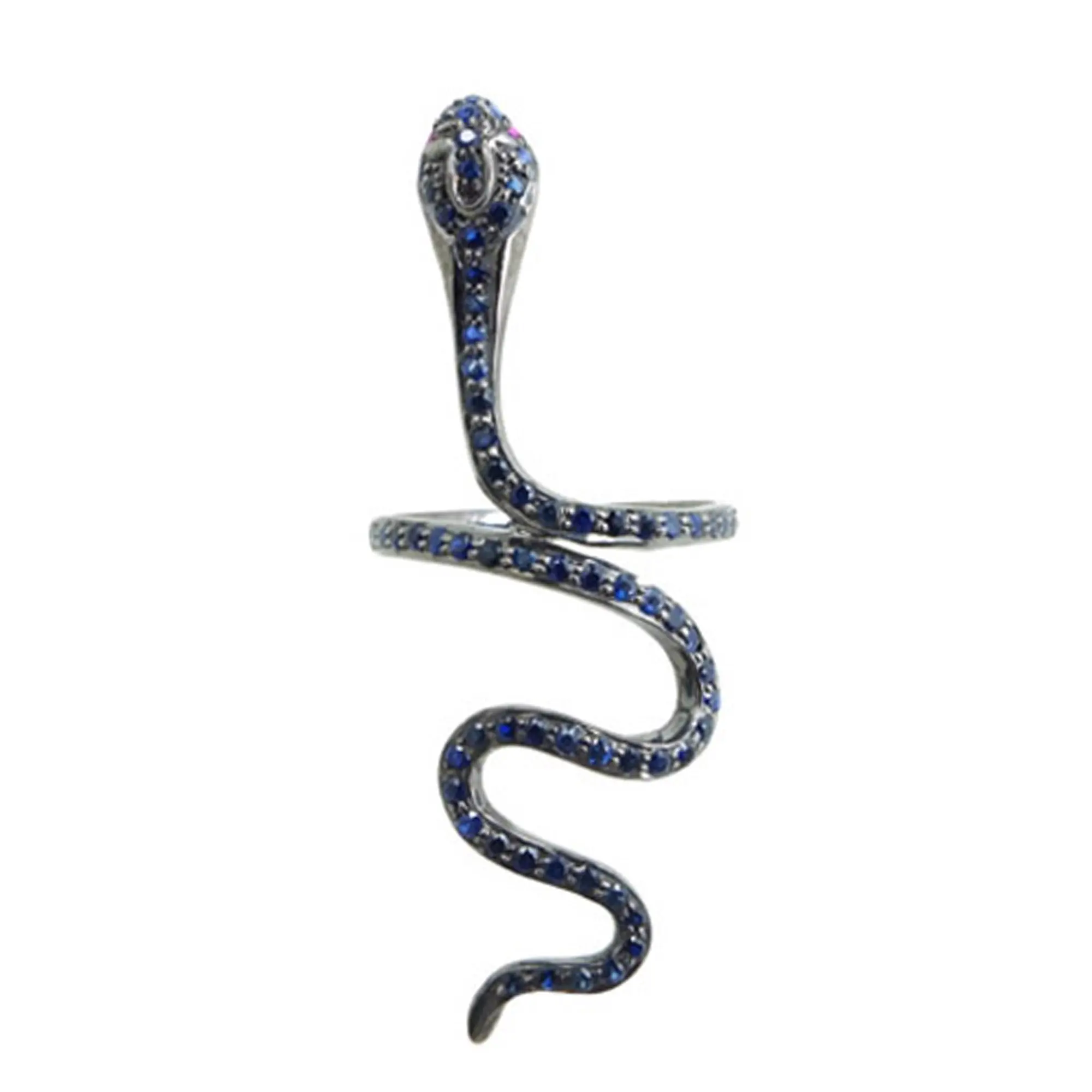 Gemstone Animal Jewelry 925 Sterling Silver Ruby Eye Blue Sapphire Snake Ring Daily Wear gioielleria raffinata per il produttore della ragazza