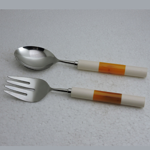 Poignée en pierre de marbre de haute qualité de nouvelle conception et acier inoxydable avec des outils de cuisine de serveur de salade plaqués argent - Product Image 6