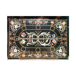 Cubierta de Mesa Rectangular de Mármol de Primera Calidad con Diseño Incrustado de Nácar Negro, Decoración de Mesa Elegante - Product Image 1