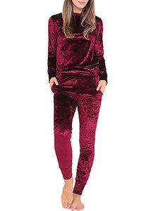 Camiseta de terciopelo para mujer, chándal de terciopelo aplastado, 2 uds. - Product Image 5