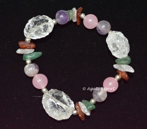 Rose Charm <b>Bracelets</b> with Agate and Crystal <b>Gemstones</b> Classic Unisex Design - Product Image 1