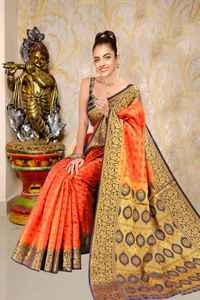 Party Put on Fashion Dressmaker Embroidered Silk Flower Layout Indian Women Put on Saree with Shirt Piece Wholesale Apparelgarment - Product Image 5