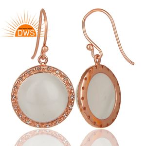 Pendientes de plata de ley 925 con piedra lunar, joyería chapada en oro rosa, diseño nuevo, proveedor de pendientes - Product Image 2