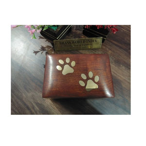 WOODEN BOX PET PAW PET URN <b>FUNERAL</b> <b>SUPPLIES</b> By Brassworld India - Product Image 1