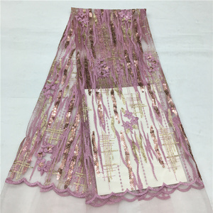 2020 Custom Flat <strong>Sequin</strong> Peachy Gold <strong>Sequin</strong> Lace Fabric Polyester <strong>Material</strong> Woven Purple <strong>Sequins</strong> Lace Fabric Embroidery - Product Image 3